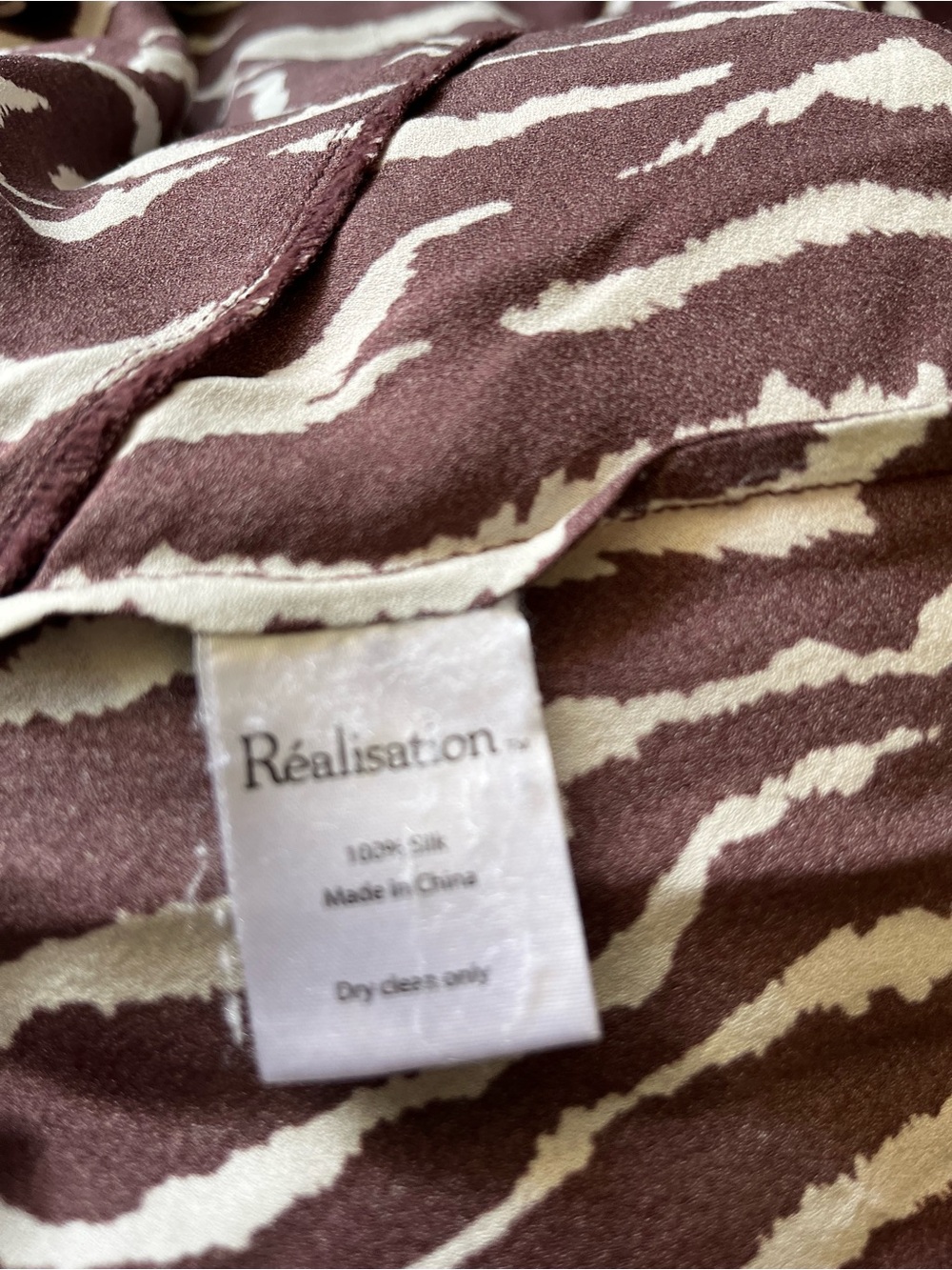 SOLD - Réalisation Par The Gia Animal Silk Maxi Dress Size S Zebra Bell Sleeves - Picture 11 of 13